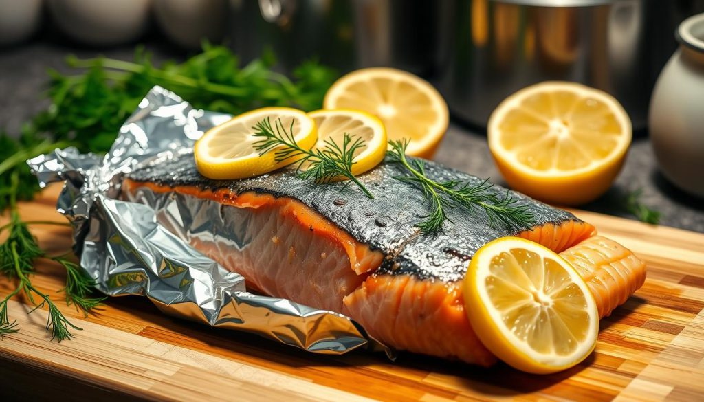 Baking salmon in foil